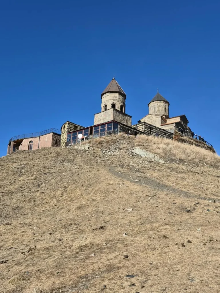 Gergeti Trinity Church beneath Mount Kazbek, Georgia.