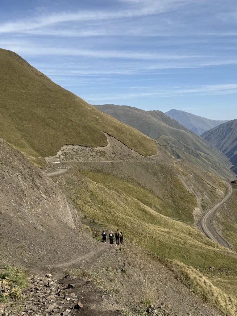Mountain scenery along the route through Khevsureti, Georgia.