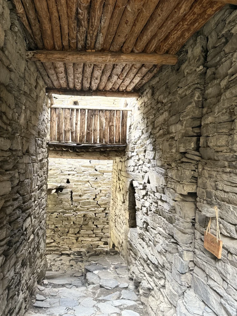 Medieval stone towers and mountain settlements in Khevsureti, Georgia.