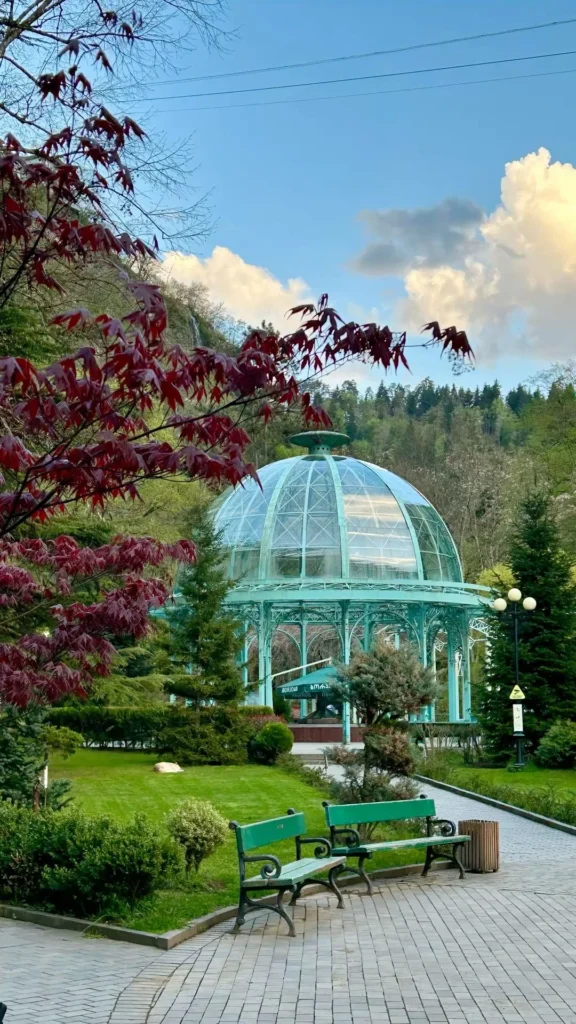 Borjomi Central Park: pavilion beside the mineral spring.