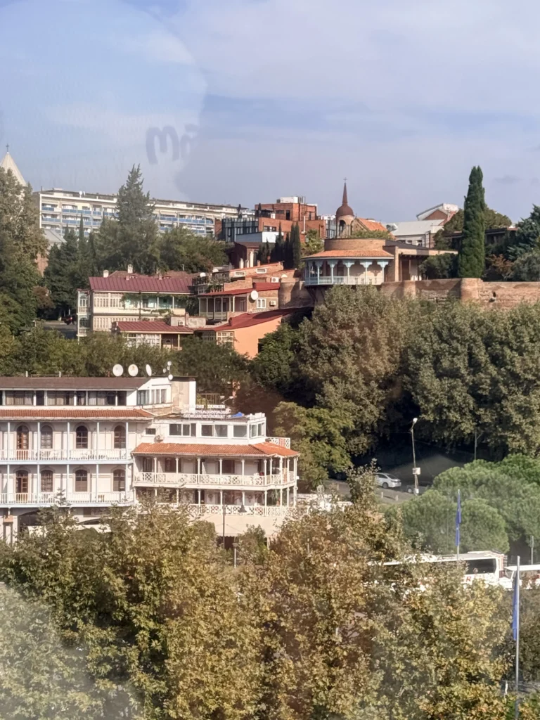 Old Tbilisi: rooftops and streets above the Mtkvari River.