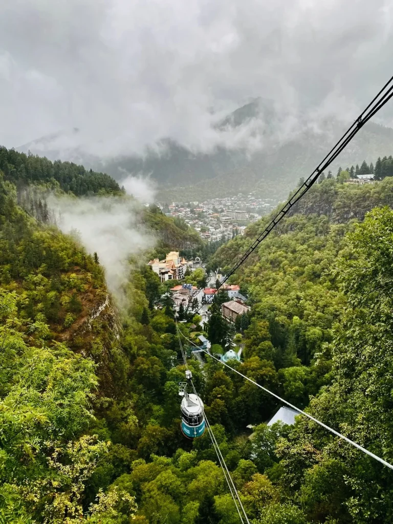 The green mountain valley around Borjomi, Georgia.