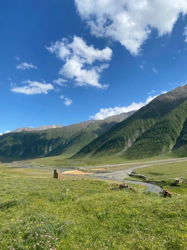 Mountain slopes and open landscapes of Truso Valley, Georgia.