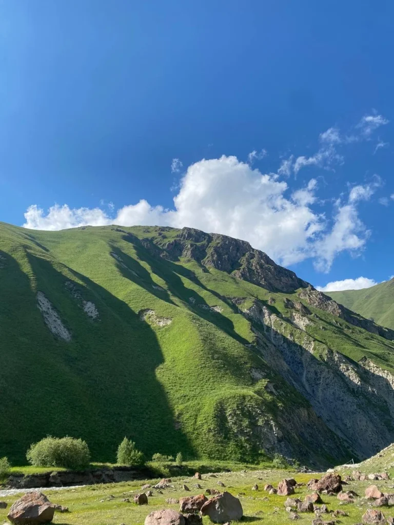 Mountain slopes and open landscapes of Truso Valley, Georgia.