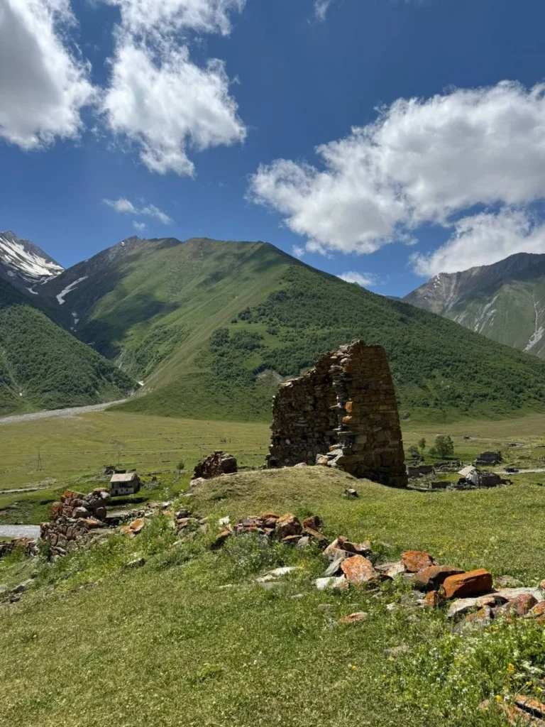 Historic stone towers and ruins in Truso Valley, Georgia.