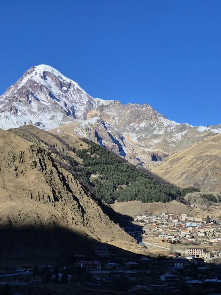 Gergeti Trinity Church beneath Mount Kazbek, Georgia.