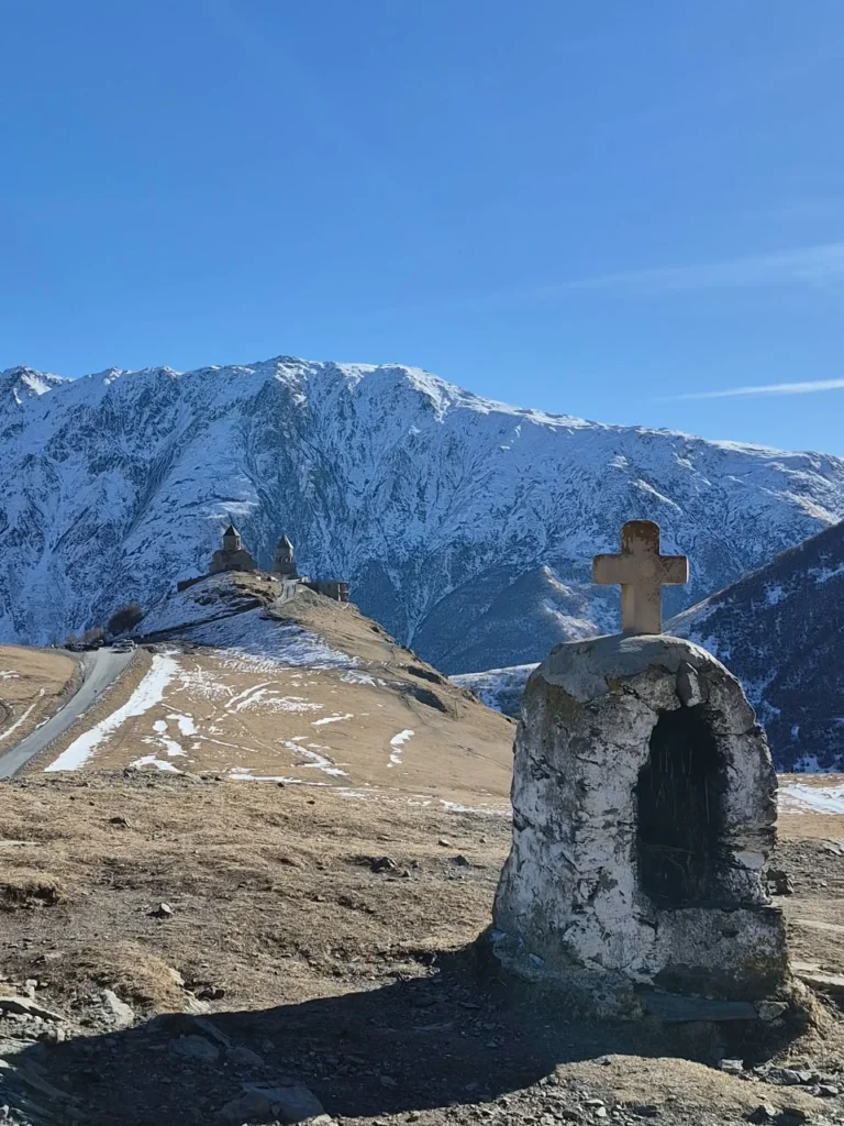 Mount Kazbek and the surrounding Caucasus peaks, Georgia.