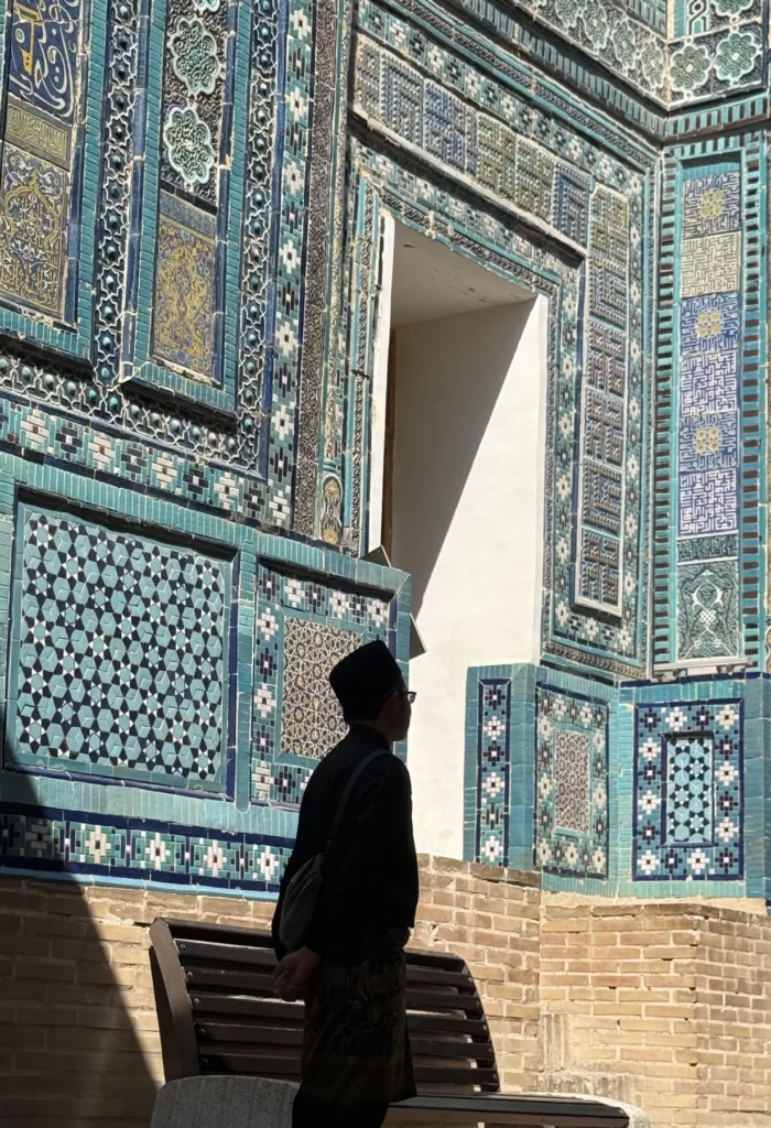 Mosaic details at Shah-i-Zinda, Samarkand.