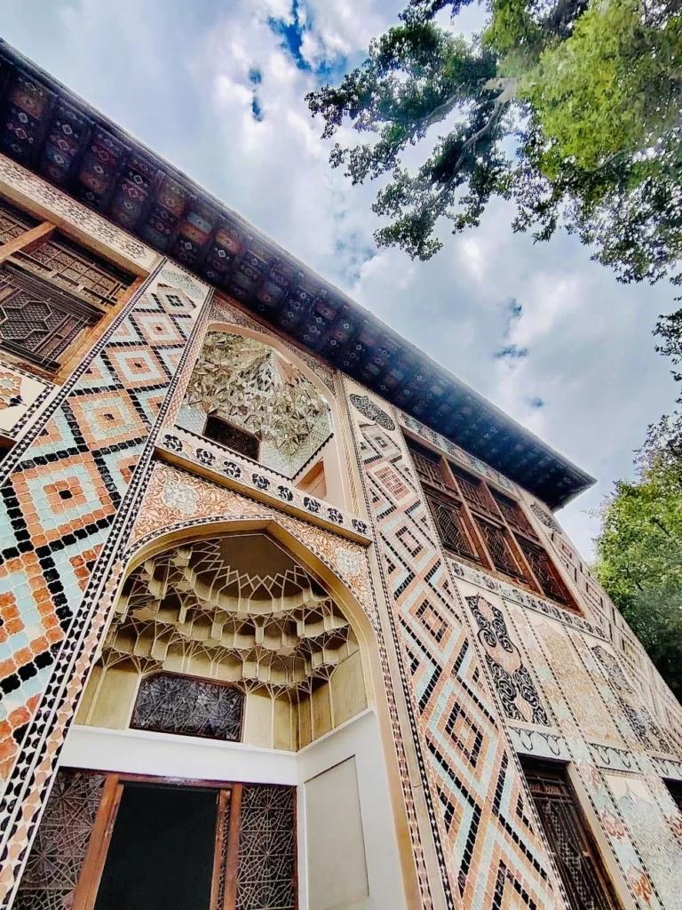 The decorated facade of the Palace of the Sheki Khans.