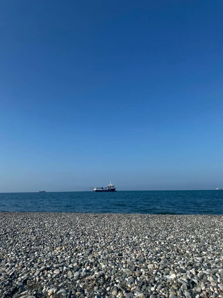 The Black Sea beach in Batumi, Georgia.