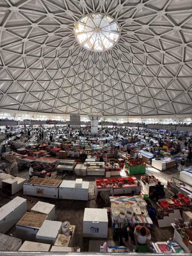 The covered stalls of Chorsu Bazaar, Tashkent.