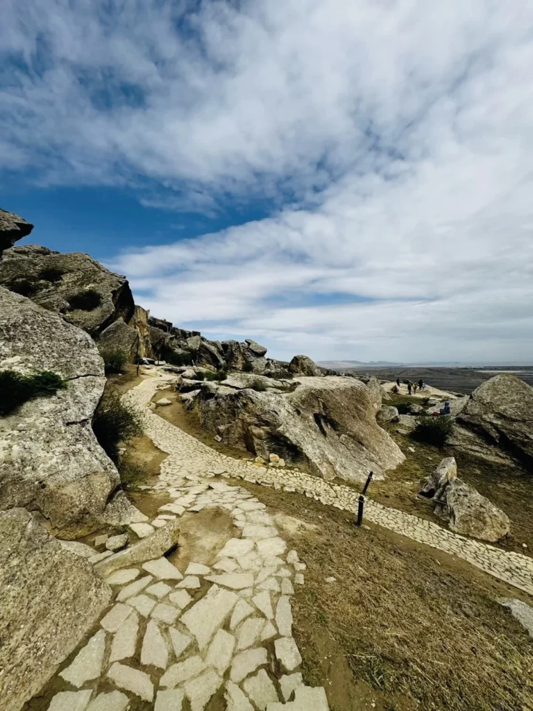 Rock formations in the Gobustan reserve, Azerbaijan.