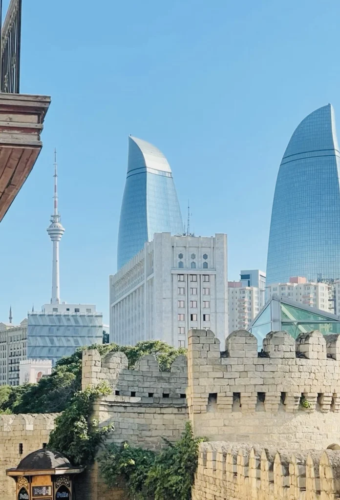 Flame Towers above the Baku skyline.
