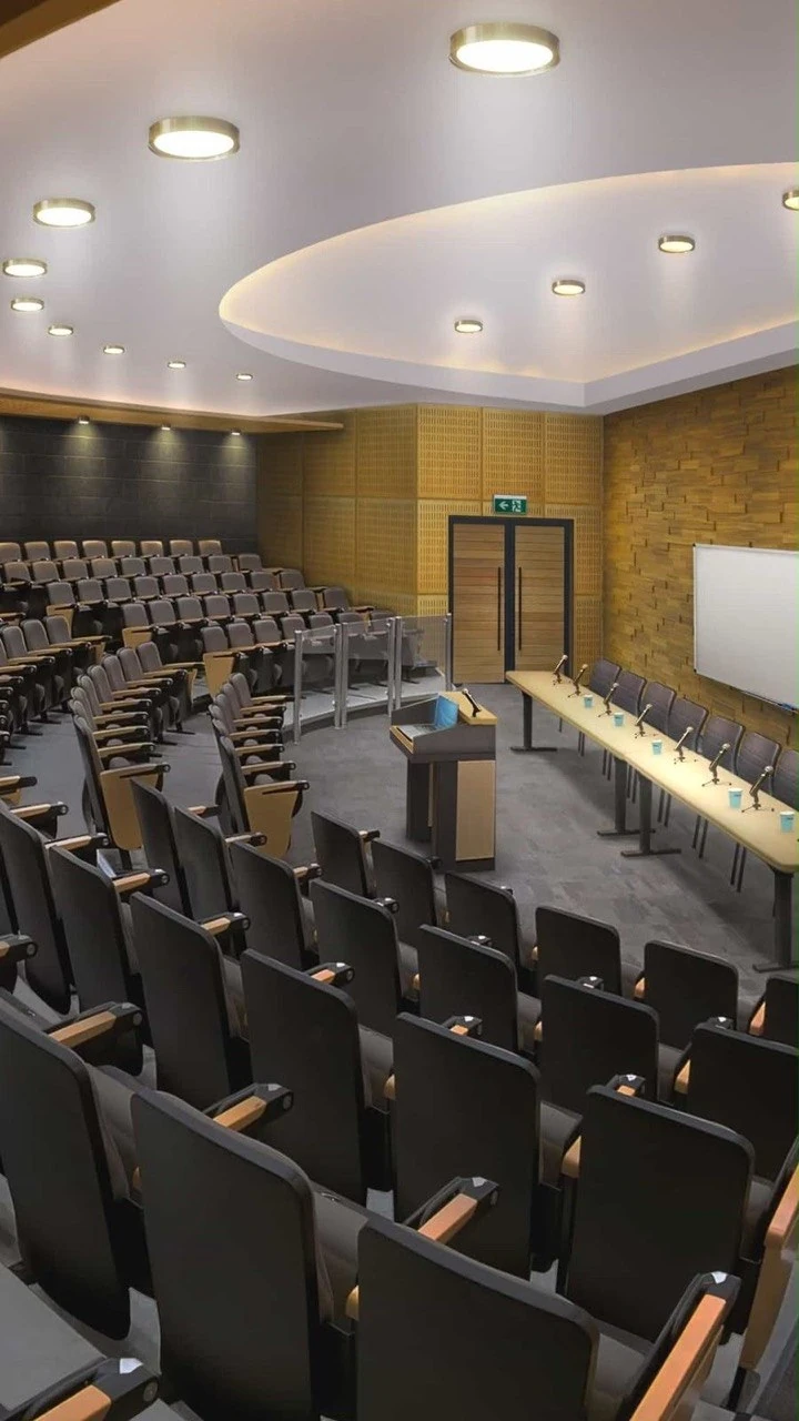 Conference auditorium with tiered seating
