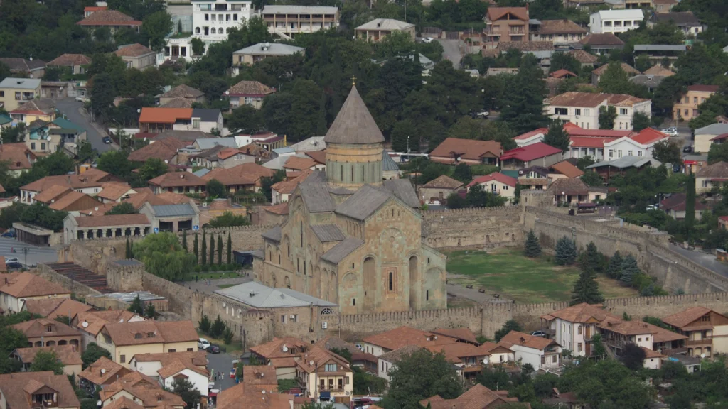 Svetitskhoveli Cathedral and the old town of Mtskheta.
